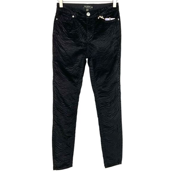 Ted Baker Black Zebra Printed Corduroy Skinny Jeans 25 New